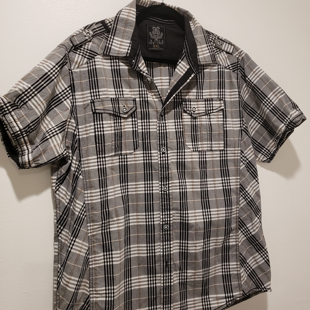 Xios N.Y men's grey and black button down
